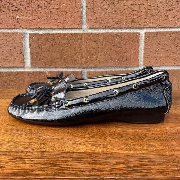 Michael Kors Amber Boat Shoe Black Patent Leather Loafers Driving Moc Womens 8 - Picture 2 of 14